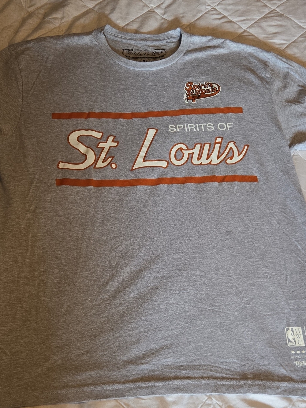 Mitchell & Ness Gray Tee with Orange and Cream St. Louis Script